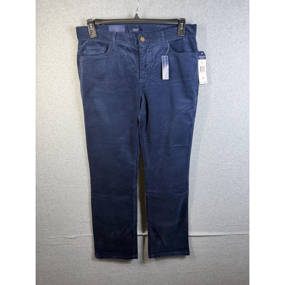 Chaps Pants Womens 10 Navy Blue Corduroy Stretch Slimming Chino Casual Pockets